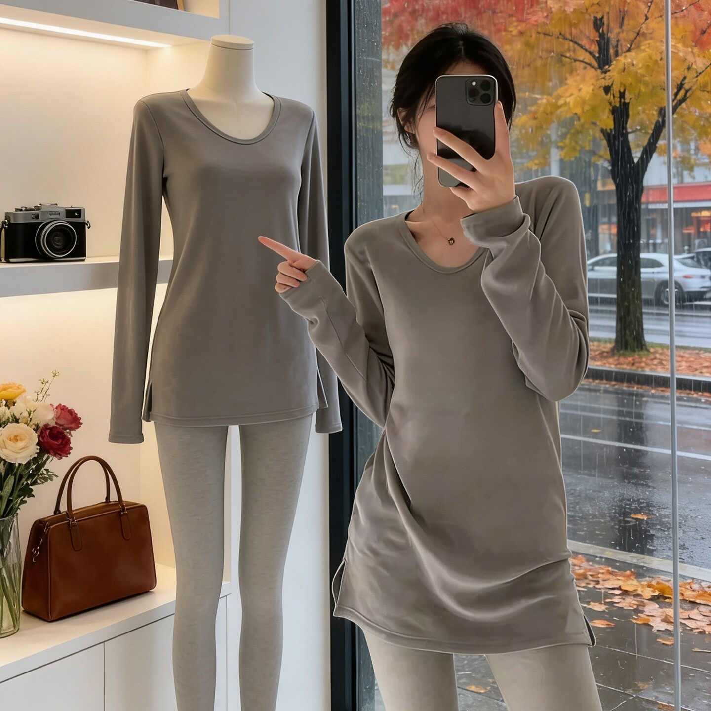 280 그램 양면 De 플러시 2025 봄 가을 새로운 한국 스타일 긴팔 티셔츠 여성 디자인 센스