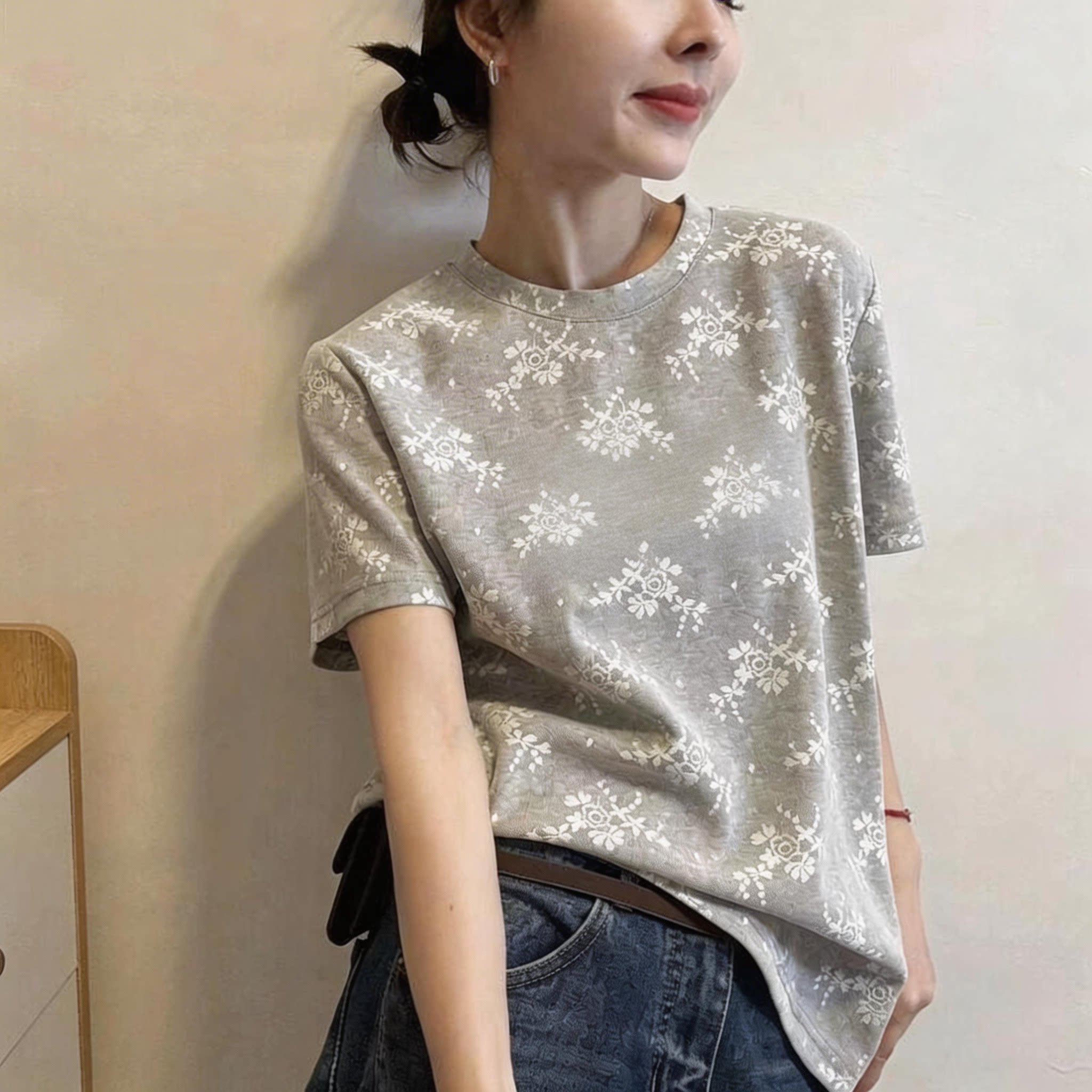 눈꽃 면 복합 레이스 2026 여름 새로운 한국 스타일 반팔 티셔츠 여성 디자인
