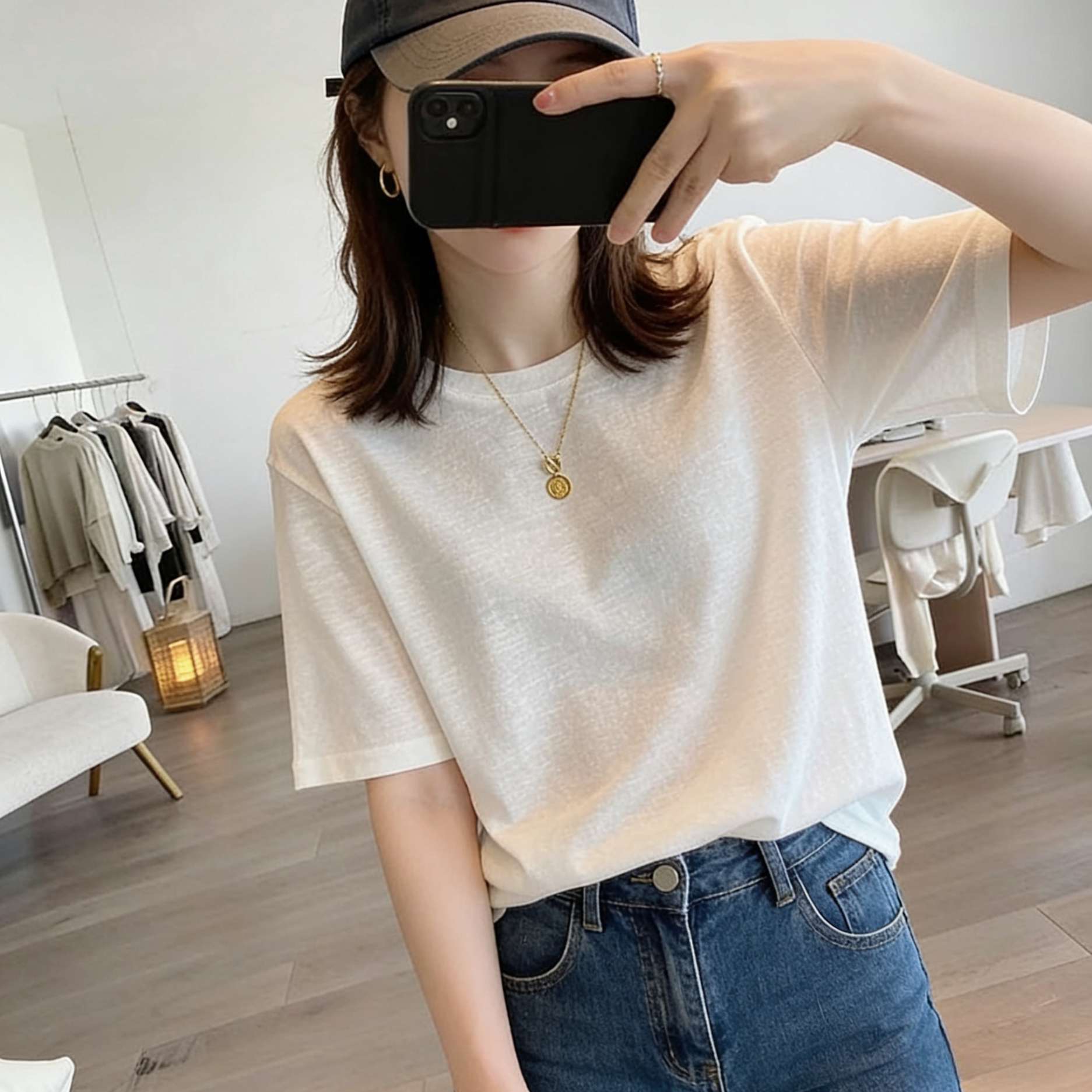 170 그램 미니멀리즘 면 65 면 35 폴리에스터 2026 여름 새로운 한국 스타일 반팔 티셔츠