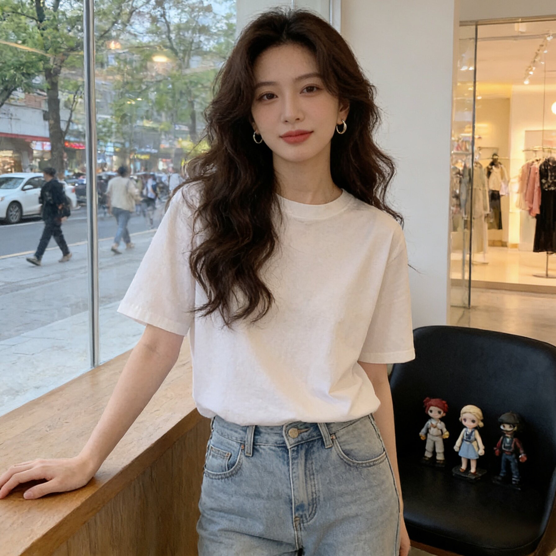 170 그램 미니멀리즘 면 65 면 35 폴리에스터 2026 여름 새로운 한국 스타일 반팔 티셔츠