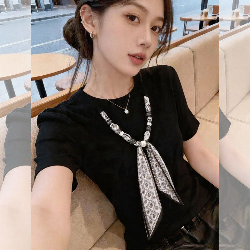 200그램 95 면 5 암모니아 Lun 2026 여름 새로운 한국 스타일 반팔 티셔츠 여성 디자인 센스