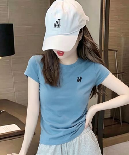 210 그램 92 면 8 암모니아 Lun 2026 여름 새로운 한국 스타일 반팔 티셔츠 여성 디자인 센스