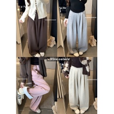 实拍~秋冬新款加绒加厚阔腿裤高腰显瘦直筒休闲长裤