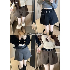 批发实拍~毛呢短裤女小个子2025年秋冬灰色<b class='q'>高腰</b>靴裤百搭显瘦A字<b class='q'>阔腿裤</b>