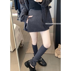 实拍~气质西装半身裙女秋冬复古a字短裙侧边拉链纯色高腰百搭裤裙