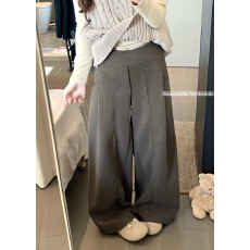批发实拍~韩系毛呢阔腿裤女秋冬慵懒风宽松垂感直筒裤