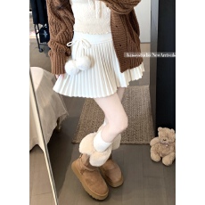 批发实拍~毛呢半身裙女秋冬<b class='q'>新款</b>蝴蝶结毛球裤裙百褶裙高腰显瘦a字短裙