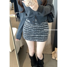 批发实拍~小香风亮片高腰半身裙女秋冬气质包臀显瘦<b class='q'>百搭</b>a字短款裙子