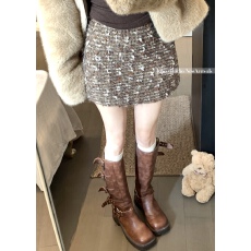 批发实拍~复古亮片a字半身裙女秋冬小个子高腰显瘦高级感气质包臀短裙