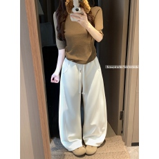 批发实拍~春季新款韩版休闲弯刀束脚卫裤高腰显瘦宽松直筒休闲阔腿裤