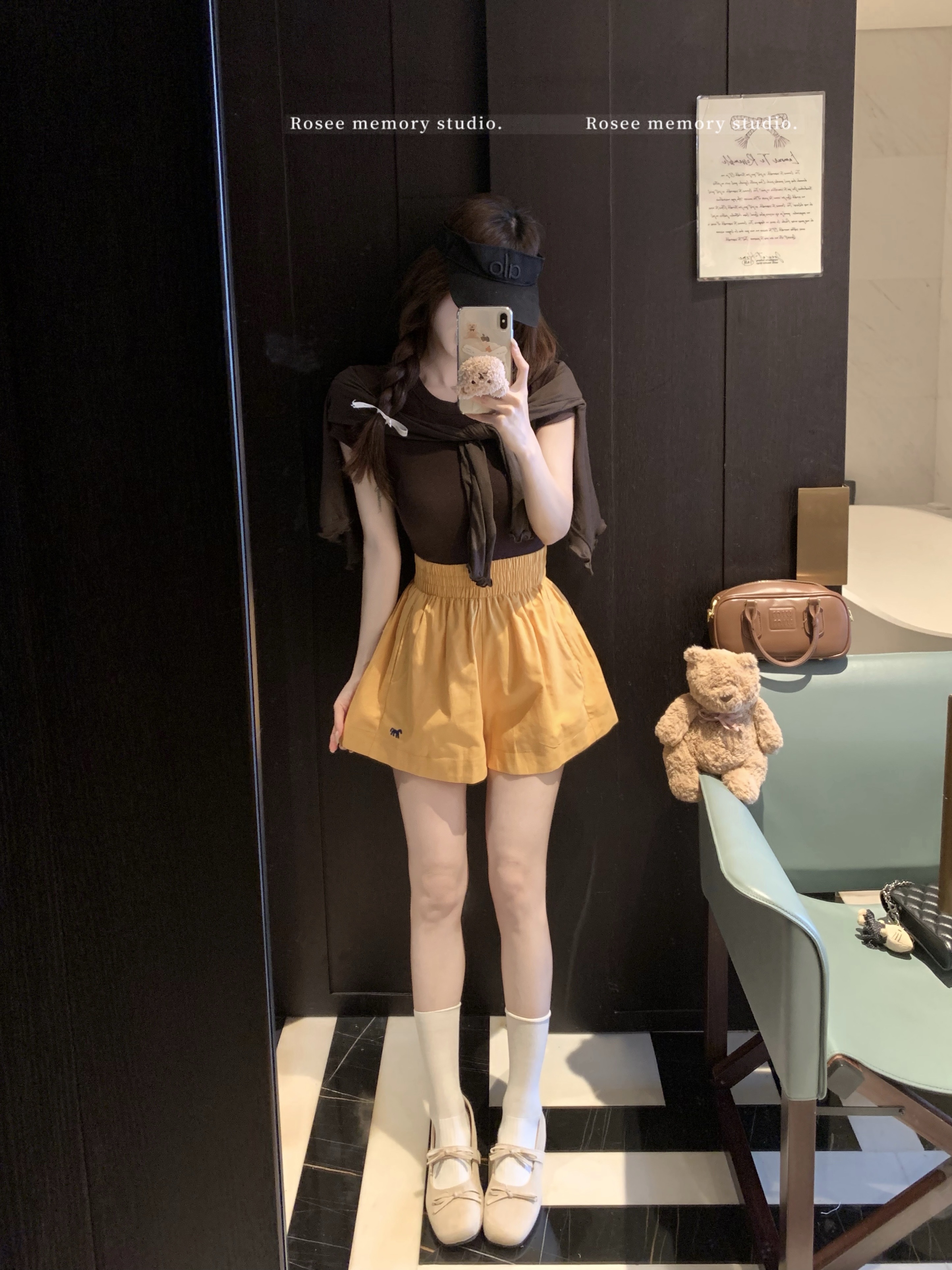실사 여름 면 린넨 밴딩 하이웨이스트 자수 작은 말 반바지 슬림해 보이는 와이드 레그 팬츠 캐주얼 바지
