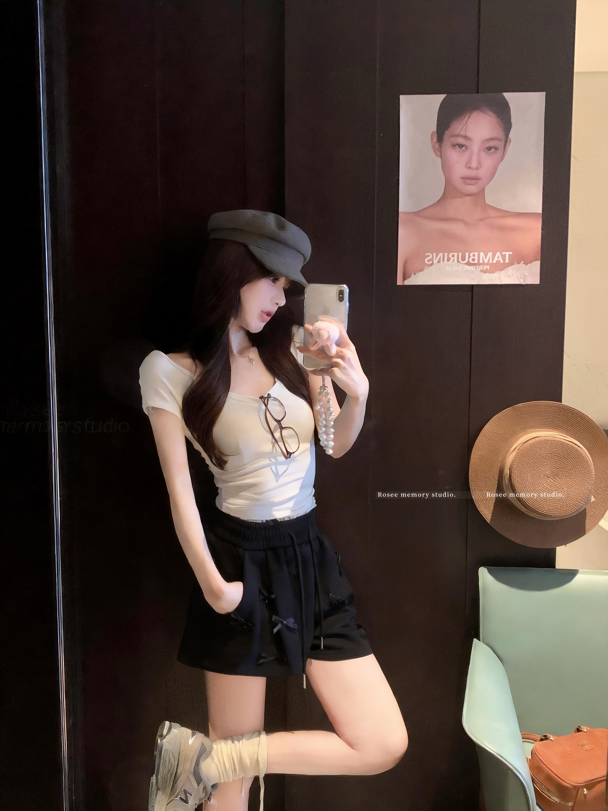 실사 정가 허리밴드 나비 매듭 캐주얼 반바지