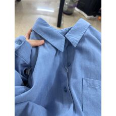 批发纯棉  轻奢蓝色纯棉外搭早秋宽松显瘦韩系设计感爆款薄外套流行款