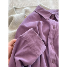 批发纯棉  轻奢蓝色纯棉外搭早秋宽松显瘦韩系设计感纯色高级感薄上衣