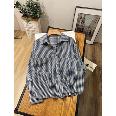 批发小狗刺绣格子长袖衬衫女春季2025年新款宽松休闲复古衬衣春秋上衣