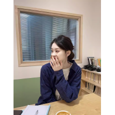 批发深蓝色休闲格子衬衫男女款韩系chic外搭冷淡系高级感百搭款上衣潮