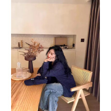 批发日系复古深蓝色系列格子衬衫男女款韩系chic外搭冷淡系高级感上衣