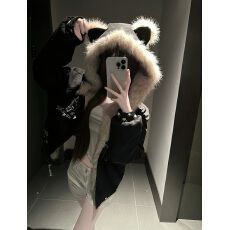 批发原版面料 原版工艺 2025新品冬装宽松型百搭款连帽衫开衫<b class='q'>上衣</b><b class='q'>外套</b>