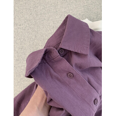 别致韩系紫色长袖衬衫外套春夏防晒必备超好看流行款女装休闲上衣