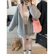 批发吾家有衣  330g纯棉 白金拉链 后包  女外套纯色高质量拉链上衣