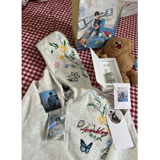 批发高质量/万针绣花/白金拉链330g纯棉  植物花卉刺绣设计感<b class='q'>开衫</b>外套