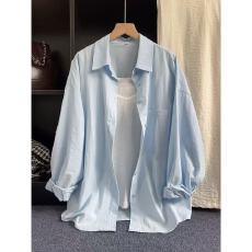 批发纯棉有口袋13个色  高级感浅蓝色百搭款长袖休闲宽松常规开衫上衣