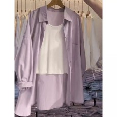 批发纯棉有口袋13个色  浅紫色超好看流行女生防晒春夏外套上衣开衫款