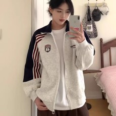 批发薄款/加绒 原版 纯棉华棉复合牛奶丝/银狐绒 高级感开衫<b class='q'>外套</b>上衣