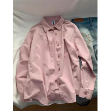 批发纯棉无口袋10个色  粉色百搭款超好看流行长袖<b class='q'>衬衫</b>宽松版型外套衫