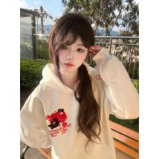 批发高质量/原版做工/毛巾绣/后包330g纯棉前后绣花 连帽款白色卫衣潮