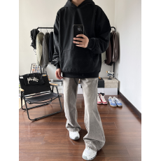 批发高质量/原版做工/重工刺绣/后包330g纯棉 2025新款刺绣黑色<b class='q'>男</b>女衫