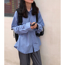 批发纯棉无口袋10个色  牛仔蓝超好看流行款<b class='q'>男</b>女<b class='q'>衬衫</b>外穿款外套薄上衣