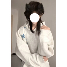 批发330g纯棉 加绒薄款 高质量 刺绣 <b class='q'>百搭</b>宽松型加绒卫衣套头白灰外套