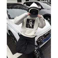 批发330g纯棉  新品帽衫外套2026款高级感套头帽衫长袖白灰色外套上衣