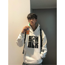 批发330g纯棉  2026款百搭高级感宽松版型流行款加绒白灰色<b class='q'>卫衣</b>外套衫