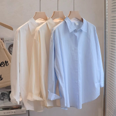 批发纯棉无口袋10个色  纯棉小个子新款休闲衬衫女春秋装简约长袖韩风