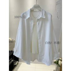 批发纯棉无口袋10个色  纯棉正肩白色衬衫百搭宽松休闲纯色女长袖上衣