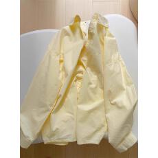 批发2026春日外搭鹅黄色Polo领衬衫女内搭慵懒风宽松<b class='q'>休闲</b>叠穿衬衣外套