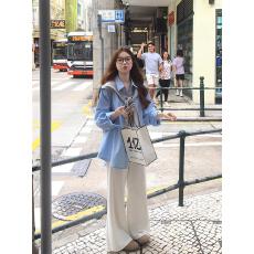 批发纯棉无口袋10个色  独特漂亮韩系<b class='q'>衬衫</b>女春秋小众宽松休闲上衣外套