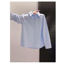 批发纯棉无口袋10个色  轻奢高档纯棉长袖<b class='q'>衬衫</b>女2026春秋韩版宽松薄款