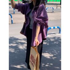 批发纯棉有口袋13个色 轻奢高级感纯色<b class='q'>衬衫</b>上衣女新款显白休闲长袖