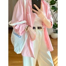 批发纯棉有口袋14个色 盐系甜美浅粉色<b class='q'>衬衫</b>早春设计感基础款长袖<b class='q'>衬衣</b>
