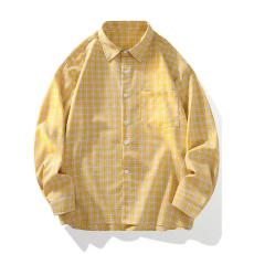 批发潮流夏季薄款<b class='q'>长袖</b>格子衬衫男休闲<b class='q'>情侣</b><b class='q'>格子</b>防晒蓝色衬衣外套