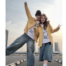 批发黄色格子衬衫男款美式复古多巴胺少年感衬衣夏季<b class='q'>情侣</b><b class='q'>度假</b>防晒外套