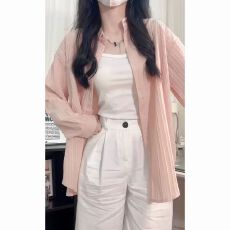 批发防晒衬衫女夏季新款设计感小众中长薄款开衫外套长袖韩系温柔上衣