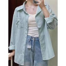 批发防晒衬衫女夏季新款设计感小众中长薄款开衫外套长袖韩系温柔上衣