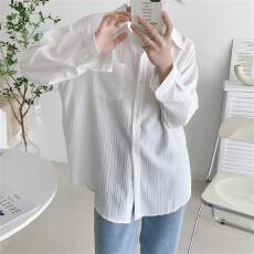 批发法式慵懒风chic长袖防晒衬衫女夏季宽松外搭薄款开衫外套清新衬衣