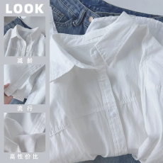 批发吾家有衣【纯棉 背后纽扣】纯棉<b class='q'>衬衫女</b>夏季衬衣外穿叠穿<b class='q'>长袖</b>上衣