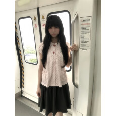 批发吾家有衣 质量做工可对比 粉色波点蝴蝶结短袖衬衫女夏季娃娃领