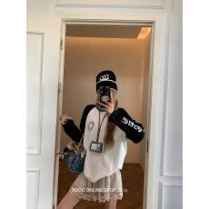 吾家有衣 220g纯棉 袖子插色活性黑 市场可对比 撞色长袖T恤女